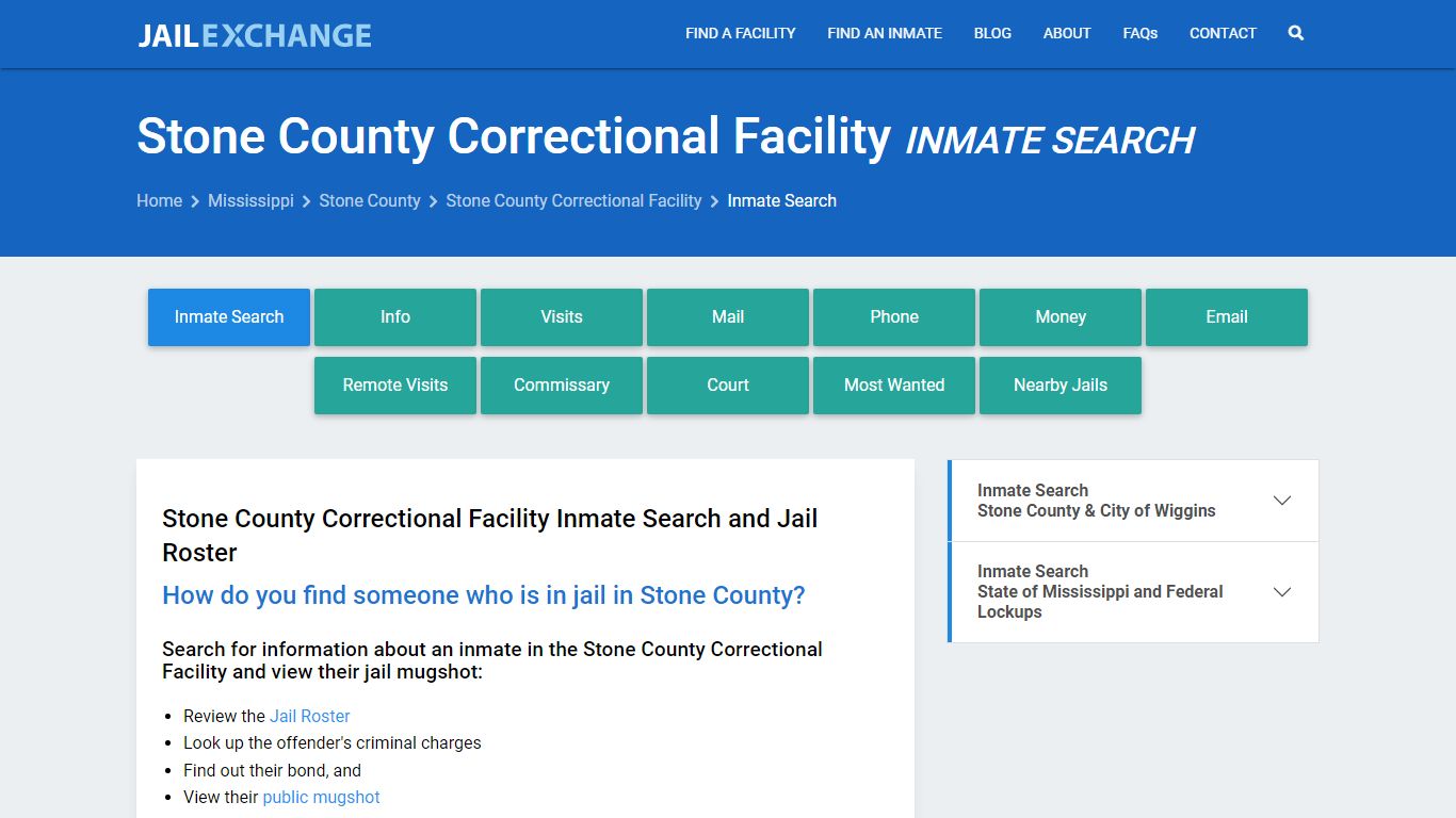 Stone County Correctional Facility Inmate Search - Jail Exchange